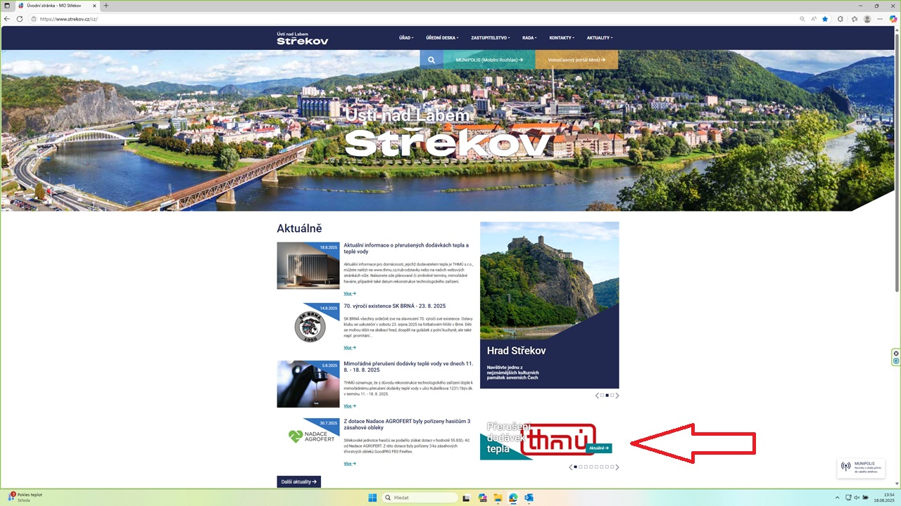 odkaz webove stranky k odstavkam tepla | WebJET CMS