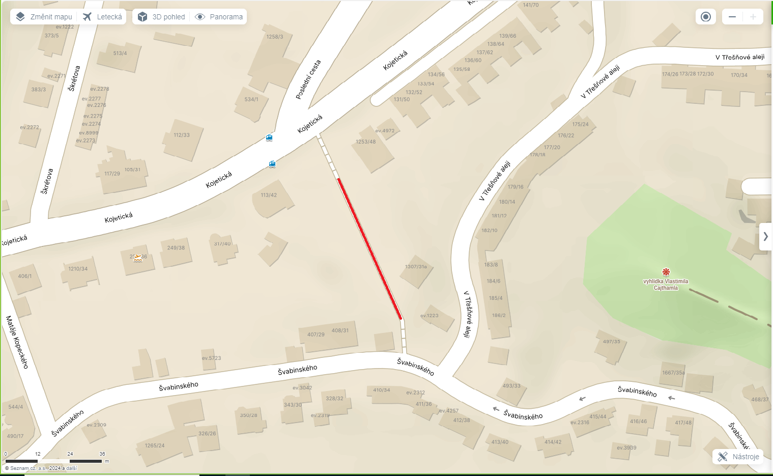 mapa rekonstrukce chodniku ul svabinskeho kojeticka | WebJET CMS