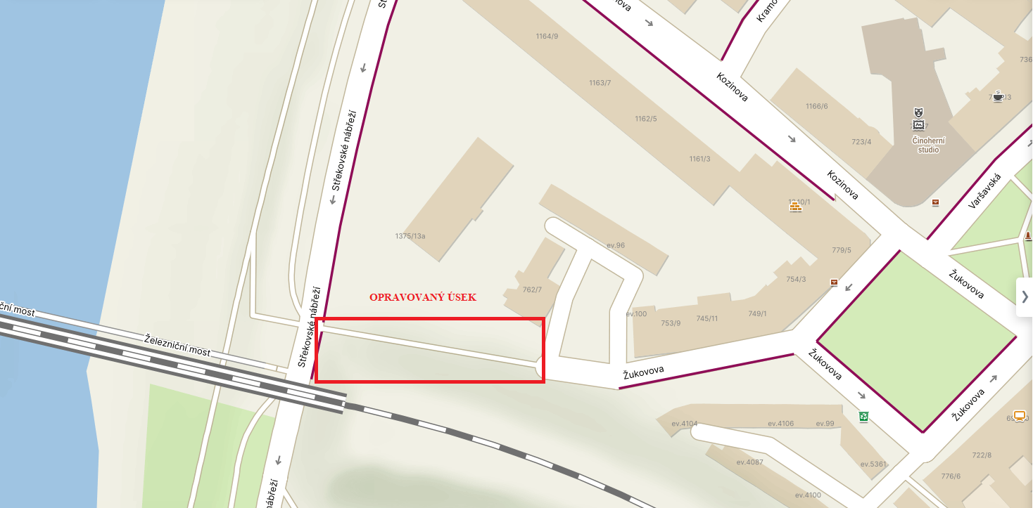 mapa rekonstrukce chodniku ul strekovske nabrezi zukovova | WebJET CMS